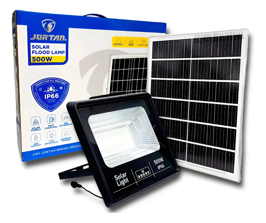 Reflector LED Solar 500W Jortan Exterior Luz Blanca Fría