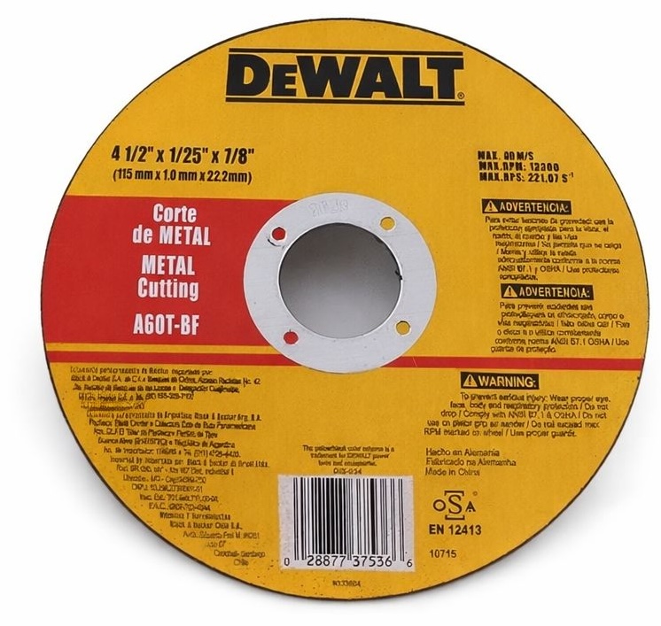 Disco de Corte Metal DeWALT  4.5